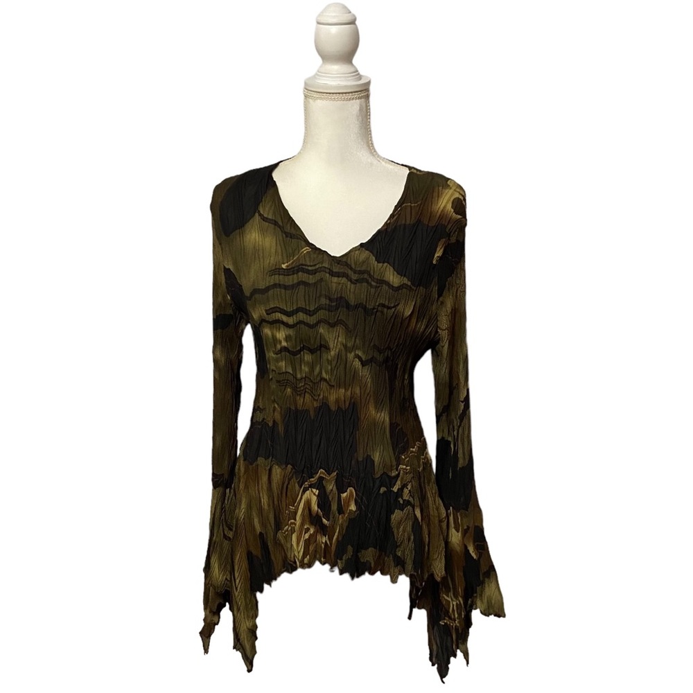 Vintage Carrie Allen Olive Green Top Forest Witchy Grunge